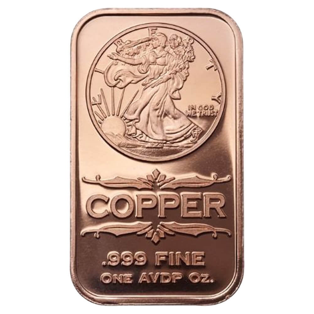 1 oz Walking Liberty Copper Bar .999 Fine