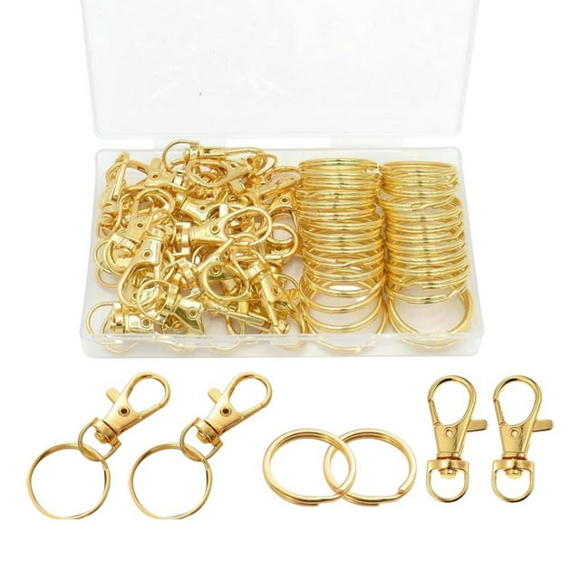 30 Piezas Ganchos para Llavero con Cierres de Garra de Langosta con Anillos Gancho de Clip para Llavero Clips Giratorios para Llavero para