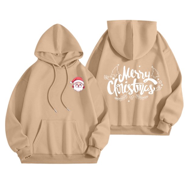 WILLBEST Sudaderas Navideñas para Mujer, Sudaderas con Capucha para Adolescentes, Sudaderas de Felpa Estampadas de Manga Larga con Capucha, conjuntos Lindos de Otoño 2024 X-Grande