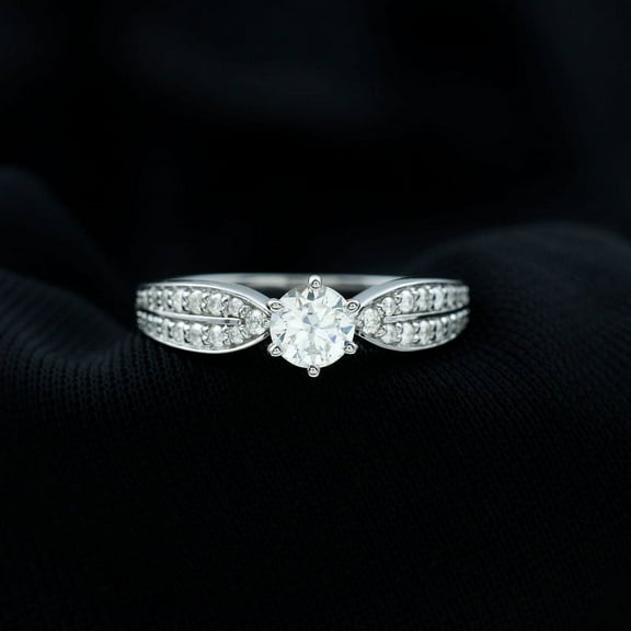 Spot Jewel 14K White Gold Rings - 1 Ct Round Cut Lab Created Diamond Ring for Gift - Wedding Proposal Ring for Girlfriend - Gorgeous Anniversary Gift for Women - Christmas Special Gift for Her