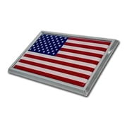 Elektroplate American Flag Emblem Chrome-Plated Peel-and-Stick 1-Pack 4 x 2.5 x .125 Inch