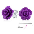 thumbnail image 5 of Bling Jewelry Womens Romantic Delicate Floral 3D Carved Lavender Purple Flower Stud Earrings Rhodium Plated, 5 of 7