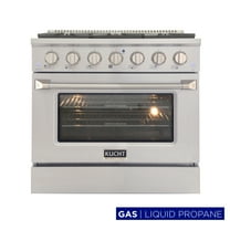 Kucht Professional 36" Modern Stainless Steel Propane Gas Range in White/Silver