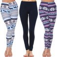 thumbnail image 1 of White Mark Women's 3-Pack Soft Stretchable Holiday Leggings, 1 of 2