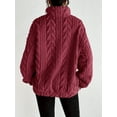 thumbnail image 5 of Winter Fleece Jacket for Women Zipper Stand Collar Casual Coats with Pockets Wine Red XXL, 5 of 9