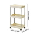 thumbnail image 3 of WEGFTDUOP 3-Tier Slim Rolling Storage Cart 13"x8"x13" Mobile Snack Fruit Bath Kitchen Bedroom Gap Rack，Plastic+Stainless Steel，Multi-Layer Narrow Organizer with Brake Wheels, 3 of 6