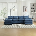 thumbnail image 2 of 110'' Fabric Sectional Sofa Couch, Reversible U-Shape Cloud Sofa with 2 Ottoman, 4-Seat Sofa Couch with Pillow for Living Room, Apartment, 2 of 7