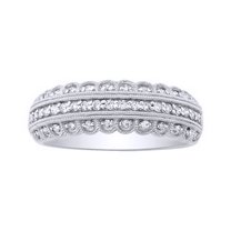 AFFY White Natural Diamond Anniversary Ring In 10k White Gold (0.25 Cttw)