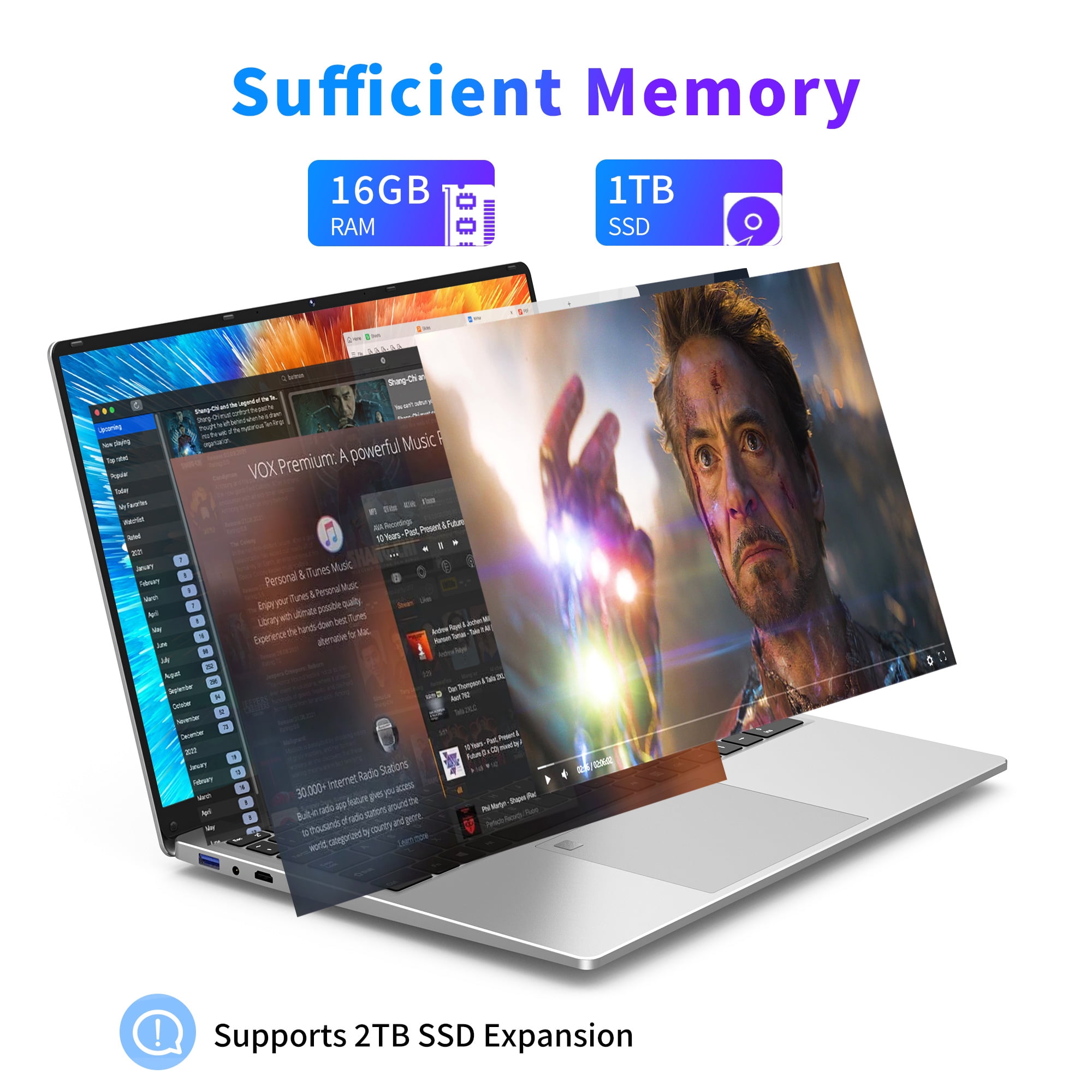 Chheart 16 Inch Gaming Laptop, Laptop Computer 2025 Windows 11 Pro, 16GB RAM 1TB SSD, Intel 12th Gen N100 Processor(up to 3.4GHz), Backlit Keyboard, Fingerprint Unlock, FHD 1920 * 1200