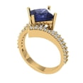 thumbnail image 2 of 2.3075 ct Princess Cut Simulated Blue Sapphire Solitaire with Simulated Diamond Accents 14K Yellow Gold Womens Engagement Ring, 2 of 5