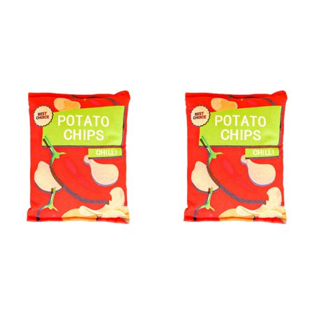 Red Squeaky Chips Dog Toy Crinkle Paper Snack Bag Plush for Hide and Seek 2 Pieces Interactive Chew Toy for Small Dogs Funny Food Design Play Gift 7.1x5.5 Inch