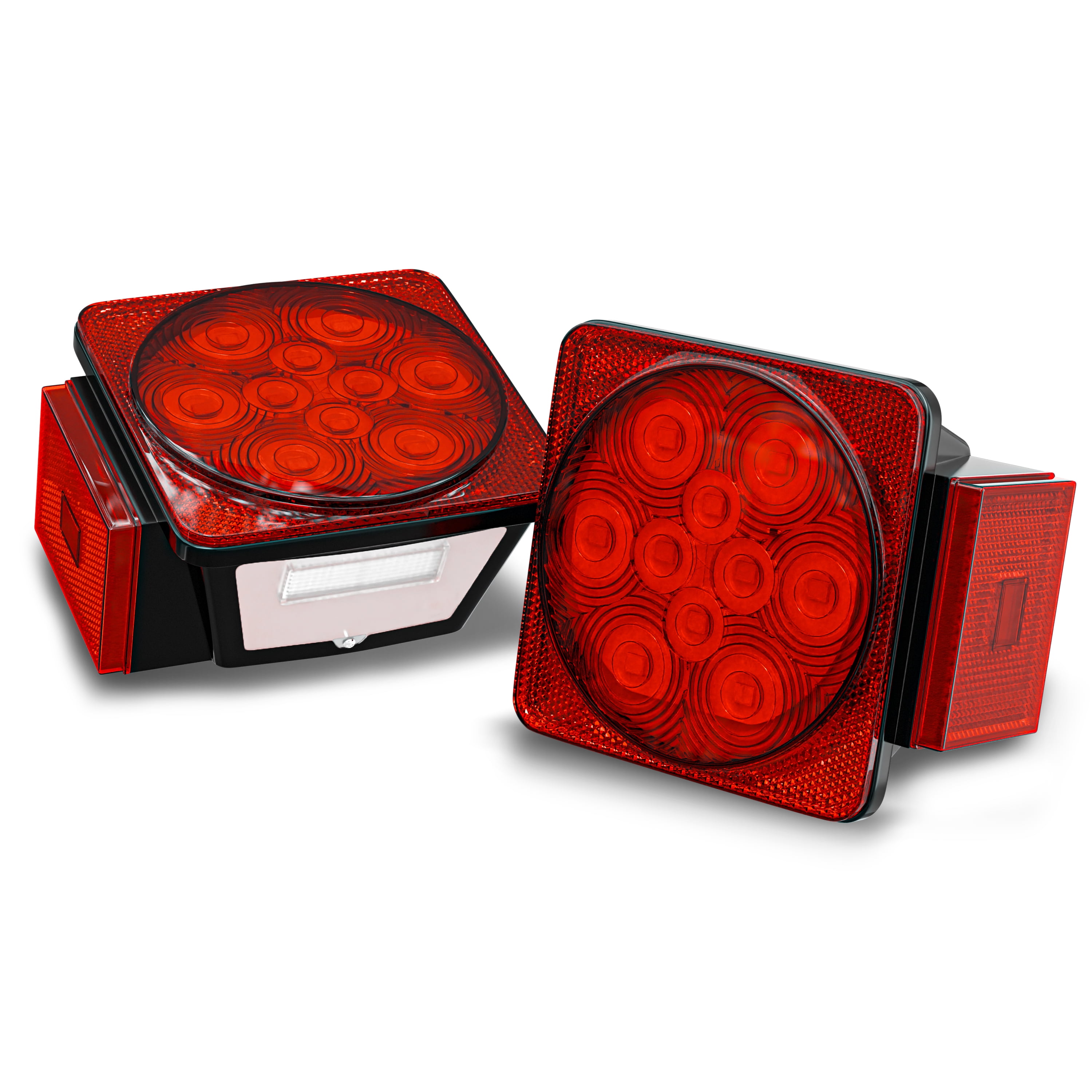 Leisure LED 12V Submersible LED Trailer Tail Light with Red White LED Stop Turn Tail License Brake Running Light Lamp for Under 80 Inch Trailer Boat Truck RV Waterproof Utility Trailer Light Kit