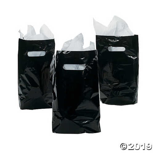 Playo Die Cut Plastic Bags - Party Favor Shopping Bags with Handles 50 Ct (Black) - www.ermes-unice.fr