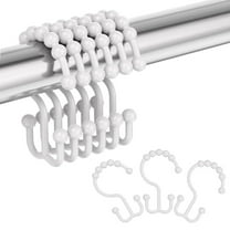 Plastic White Double Shower Curtain Hooks Rings for Shower Curtain and Curtain Liner Bathroom