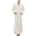 thumbnail image 7 of Aboser Women's Long Flannel Robes with Pockets Soft Shawl Collar Sleepwear Warm Plush Nightgowns Belted Long Sleeve Loungewear Comfy Fleece Towel Robe White M, 7 of 7