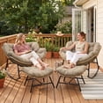 thumbnail image 4 of RADIATA Oversized Outdoor Papasan Rocking Chair with Ottoman Set of 2, Indoor Outdoor Heavy Duty Wicker Patio Egg Rocking Chair with 5.1 Cushion, 450lbs Capacity, Brown, 4 of 4