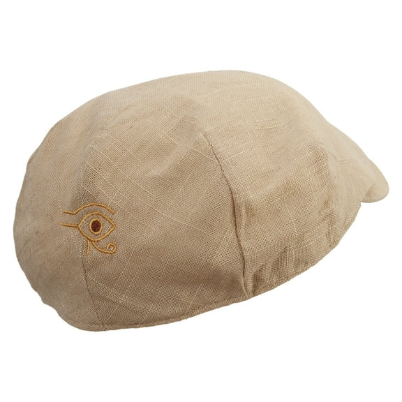 Golden Egypt Gods Symbol Embroidered Big Size Men's Linen Ivy Cap - Khaki XL-2XL