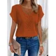 thumbnail image 1 of Camiseta tejida de Color liso para mujer, Jersey ahuecado con cuello redondo, Top femenino coreano, camisetas informales cómodas de manga corta, 1 of 5