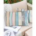 thumbnail image 6 of Blue Pink Cream Stripe Throw Pillow Cover 20 x 30 Inch Decorative Pillow Cover Farmhouse Vintage Wooden Lumbar Pillowcase Seasonal Rectangle Cushion Case for Couch Sofa Bed Living Room, 6 of 7