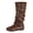 Brown, variant on Rokment Wide Mid Calf Slouchy Boots for Women Fashion Ruched Soft Leather Round Toe Low Heels Mid-Calf Tall Dress Boots Fall Winter
