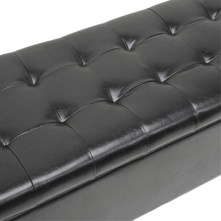 Baxton Studio Roanoke Contemporary Storage Ottoman, Black photo 4