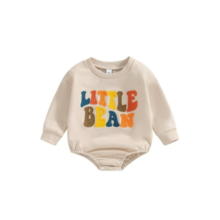 

Infant Baby Girls Boys Autumn Romper Long Sleeve Crewneck Letter Embroidery Playsuit