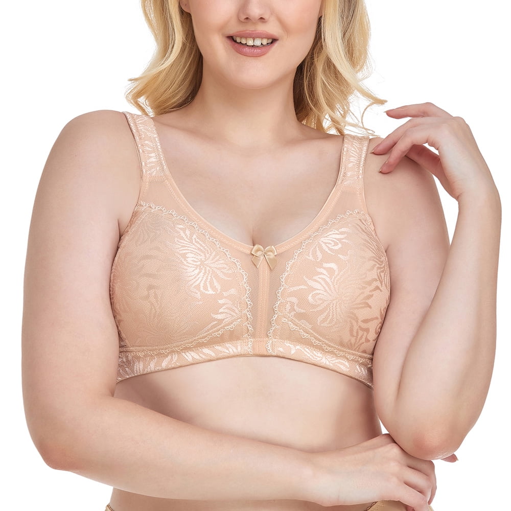 Womens Plus Size Bras Minimizer Underwire Full Coverage Unlined Seamless  Cup Cameo Heather 42G