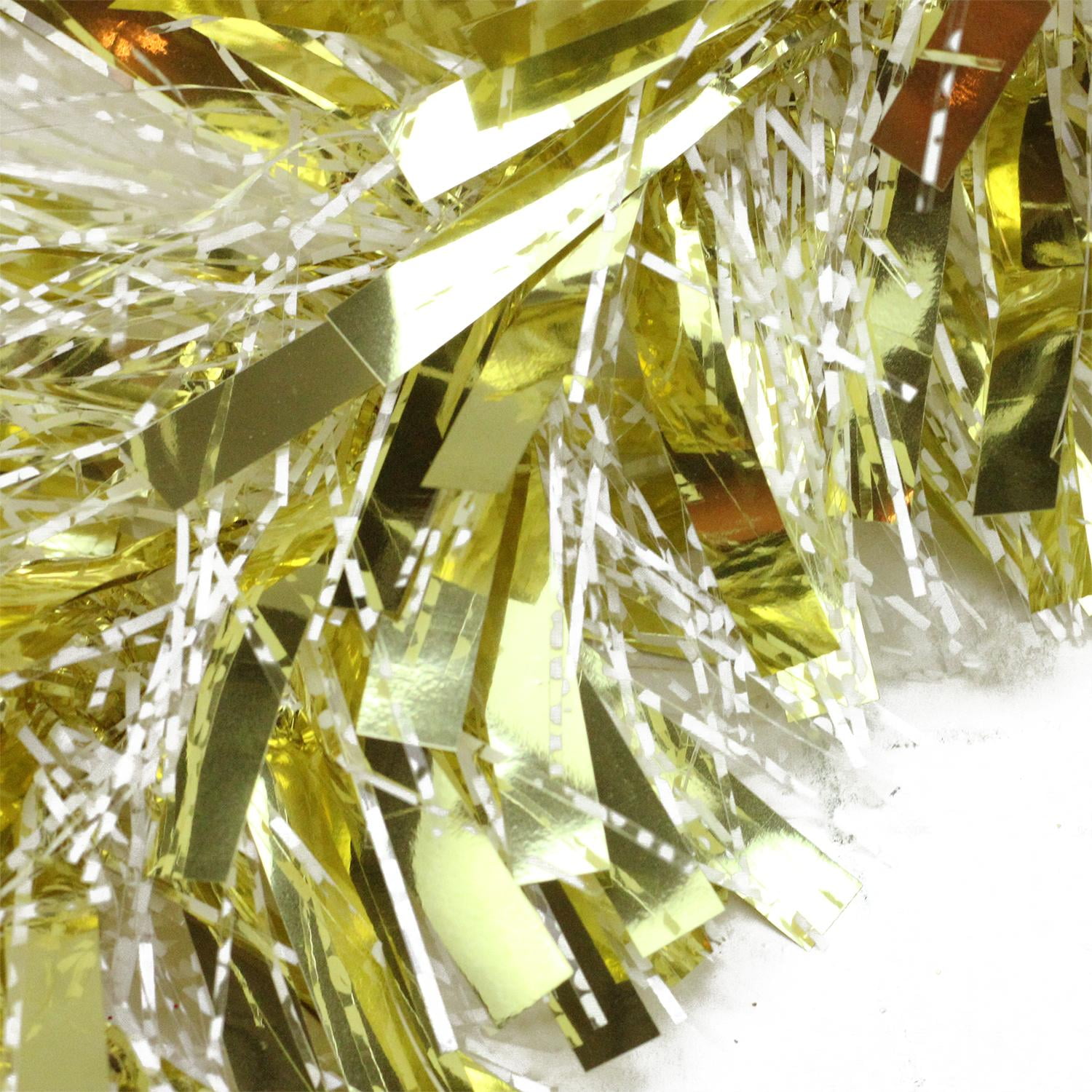 50' Gold and White Wide Cut Christmas Tinsel Garland Unlit Walmart