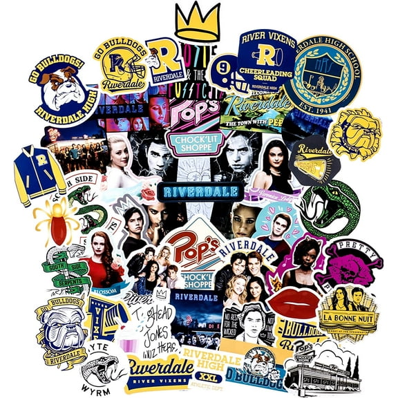Conquest Journals Riverdale Vinyl Stickers - Archie, Betty, Veronica, Jughead and More, Set of 50, Waterproof and Scratch Resistant, Great for All Your Gadgets