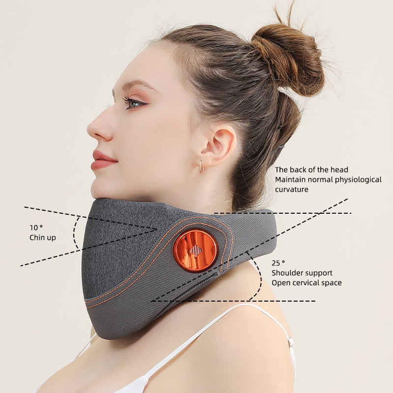 Flaremore Cervical Neck Traction Device,Remote Inflatable Neck Traction Device,Adjustable Inflatable Neck Stretcher with 3 Power Tractions,Portable Heating Neck Tractor Stretcher Posture Corrector