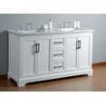 thumbnail image 3 of Stufurhome Ariane 60 Inches White Double Vanity Cabinet Dual Bathroom Sinks, 3 of 7