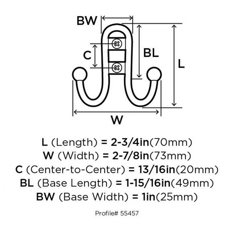 Amerock 2-3/4 in. L Silver Zinc Small Double Prong Hook 1 pk Amerock 2-3/4 in. L Silver Zinc Small Double Prong Hook 1 pk