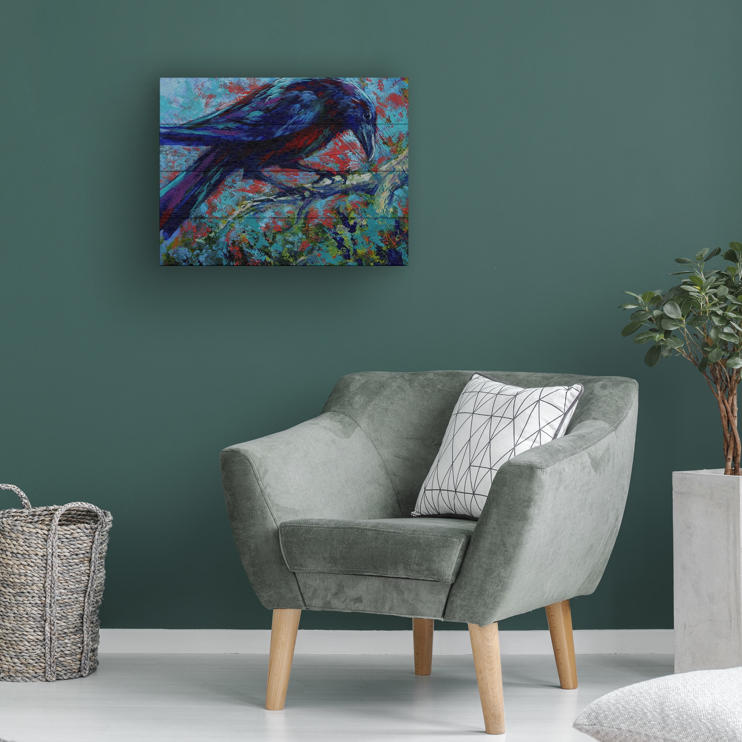 Marion Rose 'Raven' Wood Slat Art