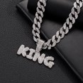 thumbnail image 2 of Hip Hop KING Letter Pendant Necklace With Cuban Chain 15mm Crystal Iced Out Bling Hip Hop Jewelry Necklaces Street Dance Accessories Fashion Creative Gifts, 2 of 6