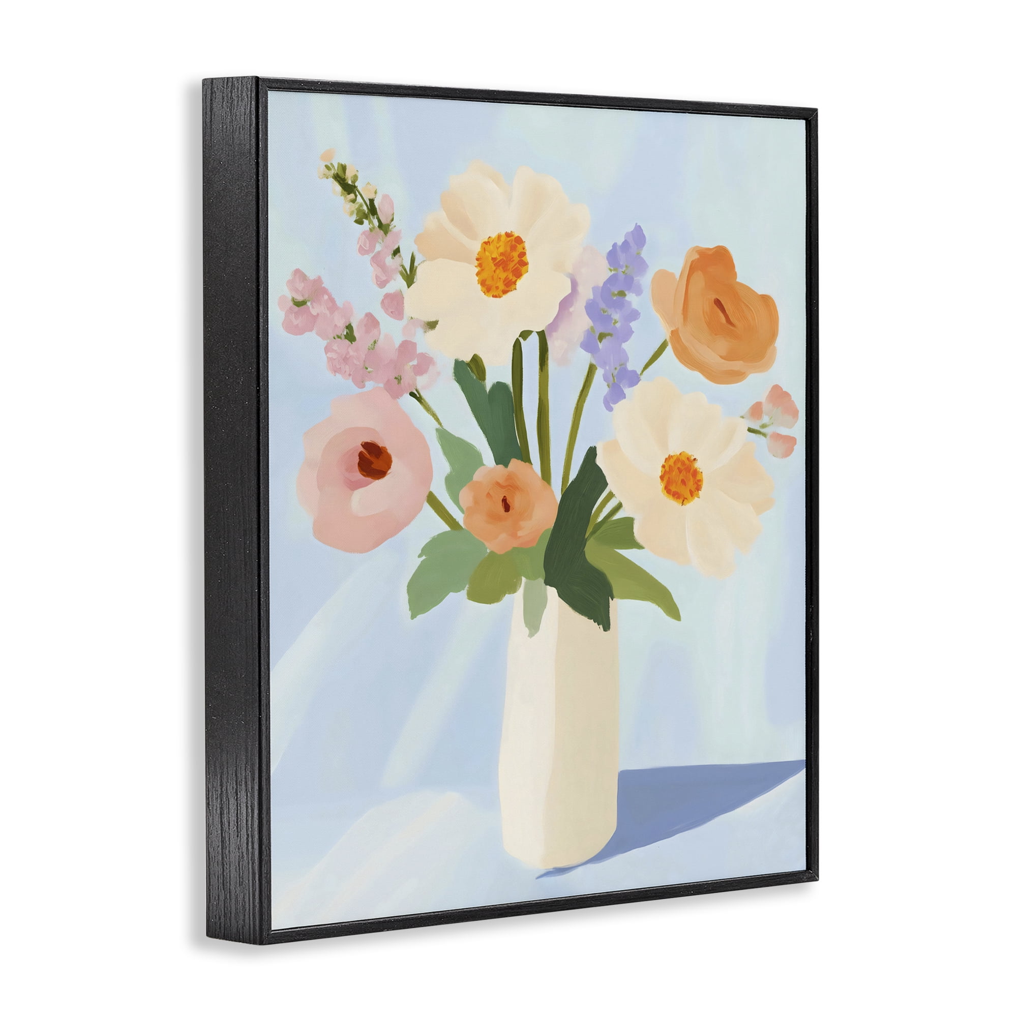 Stupell Industries Floral Bouquet in Sleek White Vase Black Framed Giclee Art, design by The Prints Vibe