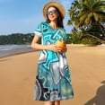 thumbnail image 3 of Lsque Geometry Dash Print Women's Casual Dress T-Shirt Summer Short Sleeve Scoop Neck Swing Dresses, 3 of 7