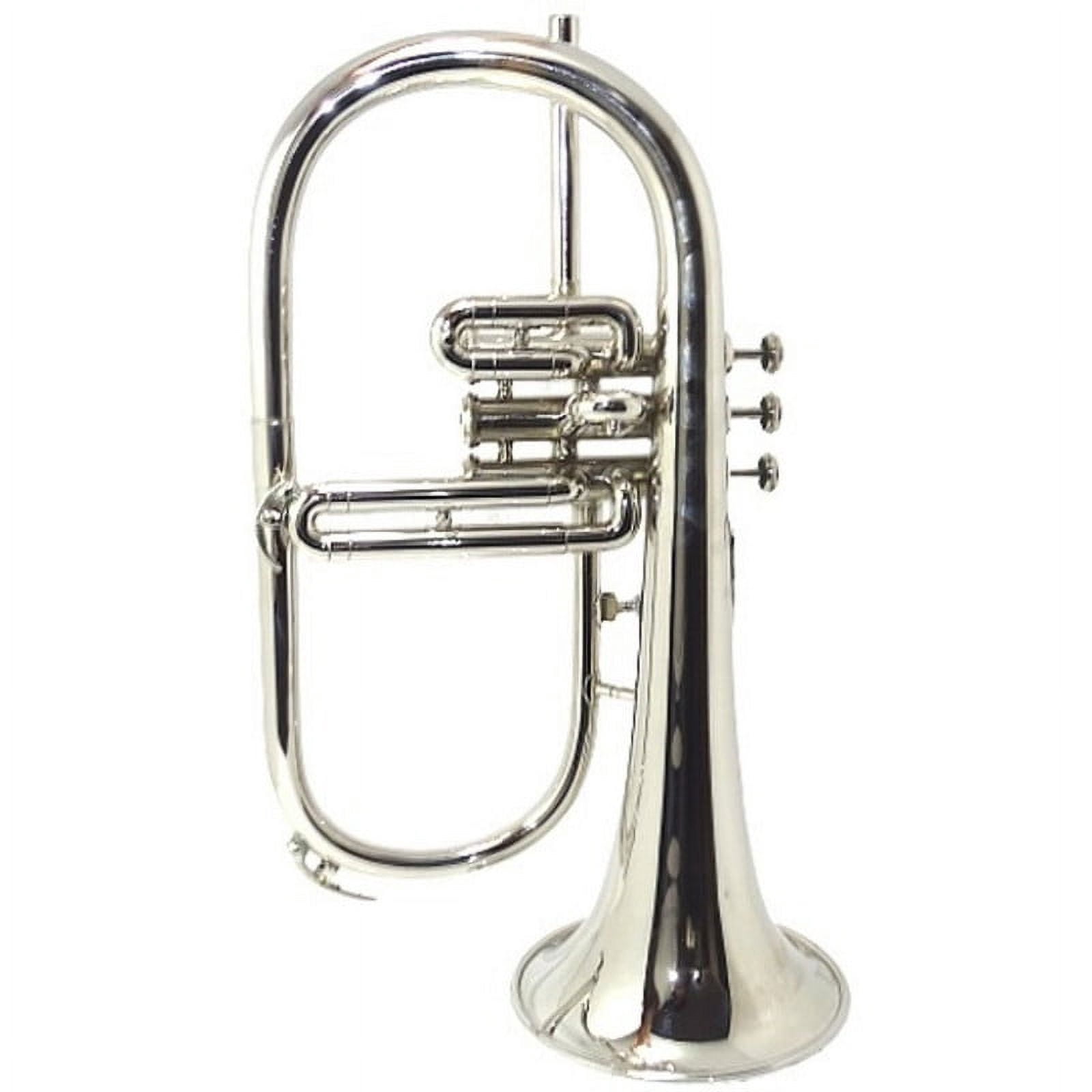 SHREYAS Brand New Flugel Horn Nickel Plated Bb Flat 3 Valve Free Hard Case & Mouthpiece Scx725