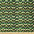 thumbnail image 2 of Ambesonne Earthy Fabric by the Yard Microfiber, Grunge Style Waves Motif, 1 Yard, Fawn Laurel Green and Brown, 2 of 2