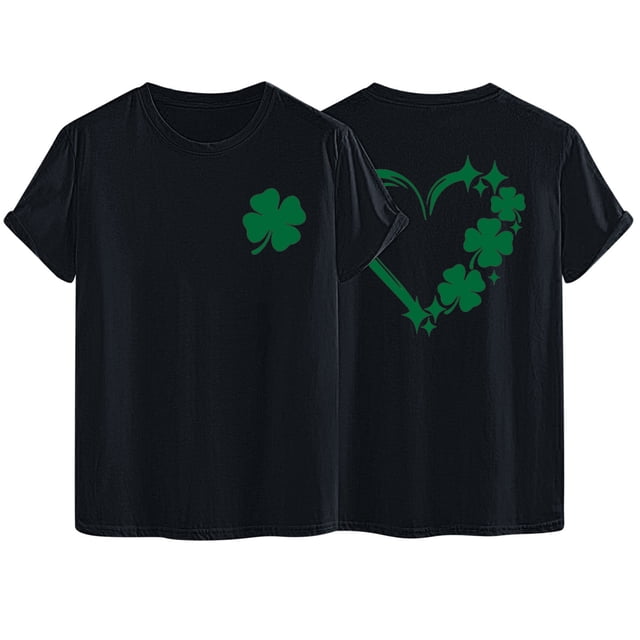 AherBiu Hauts de la Saint-Patrick pour Femmes Manches Courtes Imprimés Décontractés Basiques