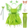 thumbnail image 3 of Disfraz de Campanilla para niña, disfraz de elfo verde para carnaval, fiesta de cumpleaños, Halloween, 3 of 5