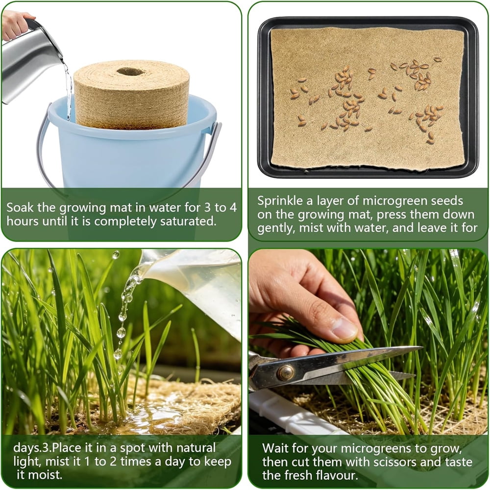 1Roll 10" X 118" Hydroponic Grow Pads, MODANU Jute Seed Sprouting Mat, Microgreens Growing Kit, Indoor Organic Production for Wheatgrass Sprouts Starter Tray