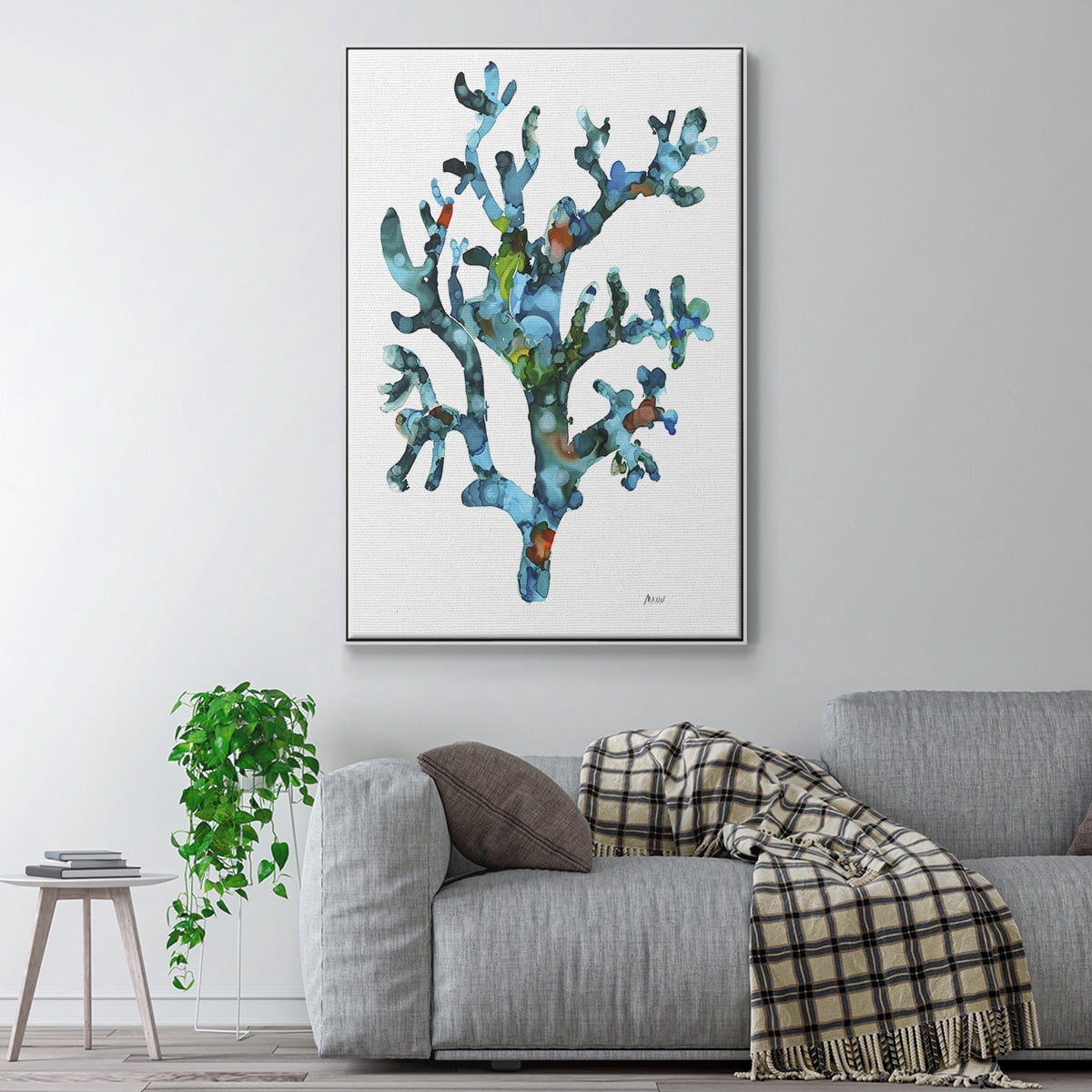 Sea Coral I Framed Premium Gallery Wrapped Canvas - Ready to Hang - 25 x 37 - White Floating Frame