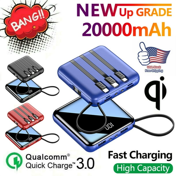Power Bank 20000mAh Portable Charger, Fast Charging LED Display External Battery Pack for Cell
