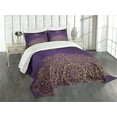 thumbnail image 3 of Ambesonne Mandala Quilted Bedspread Set 3 Pcs, Ornate Swirl Motif, King Size, Purple Yellow, 3 of 5