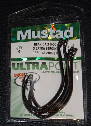 Size 3/0 8 Pack Mustad 412NP-BN-30 3X Strong Skipjack Bend Beak Hooks 