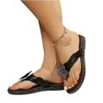 thumbnail image 5 of CIENVNSTG Sparkly Flower Flat Thong Flip Flops for Women Open Toe Low Heel Slip on Sandals for Summer Beach Travel Outdoor Wear Black 36, 5 of 5