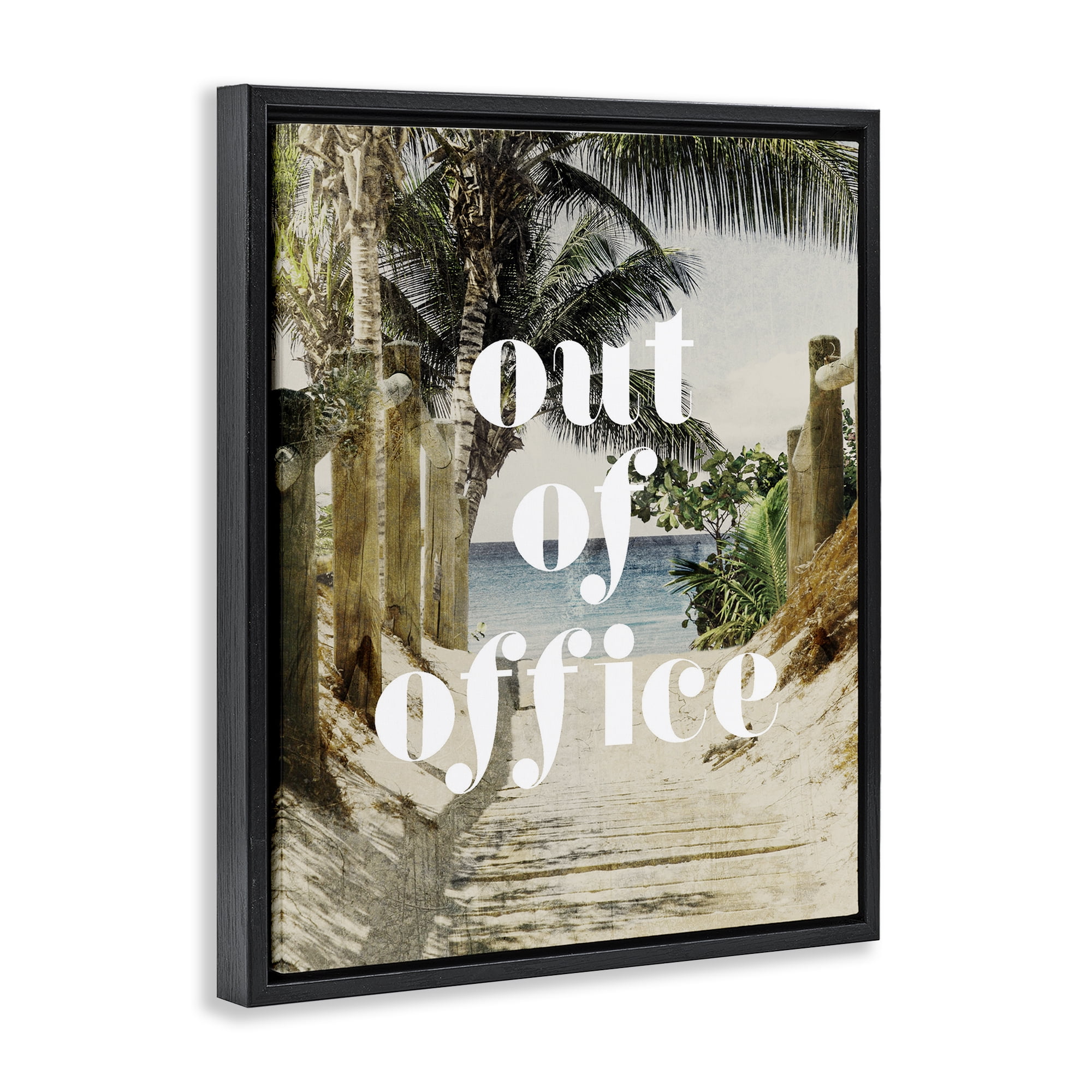 Out of Office Beach Path Black Framed Floater Canvas Wall Art, design by Lil' Rue