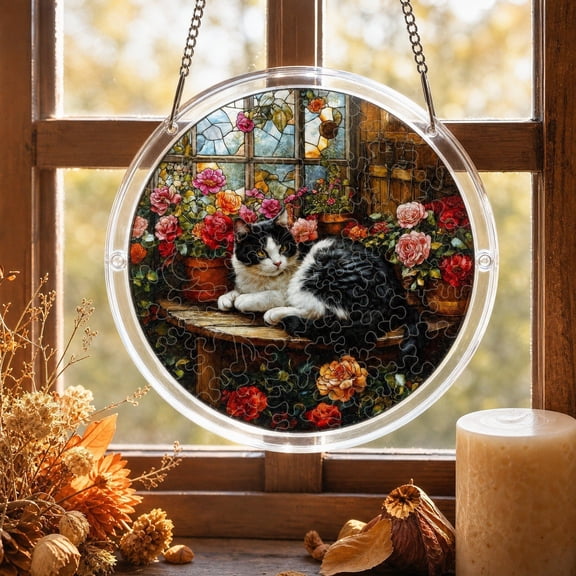 Halloween Decoration Indoor Outdoor Clearance Under $5.00! Thanksgiving Fall Decorations for Home, Halloween Ghost And Cats Acrylic Puzzle Hanging Ornaments Spooky Festival Decor Pendants