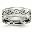 thumbnail image 1 of Titanium Sterling Silver Inlay Celtic Knot Flat 8mm Polished Band Ring 8 Size, 1 of 6