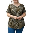 thumbnail image 3 of a.Jesdani Womens Plus Size Tunic Tops Short Sleeve Casual Floral Henley Shirts m-4x, 3 of 11